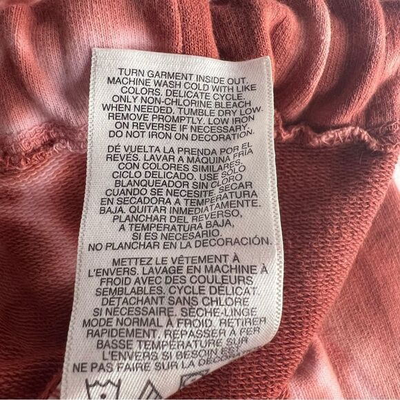 C&C California Tie Dye Sweatshirt Womens Large Burnt Orange Drawstring Tie Waist - Picture 5 of 6
